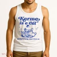 Karma Is A Cat Purring In My Lap Tank Top thumb 3