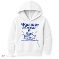 Karma Is A Cat Purring In My Lap Kids Hoodie thumb 0