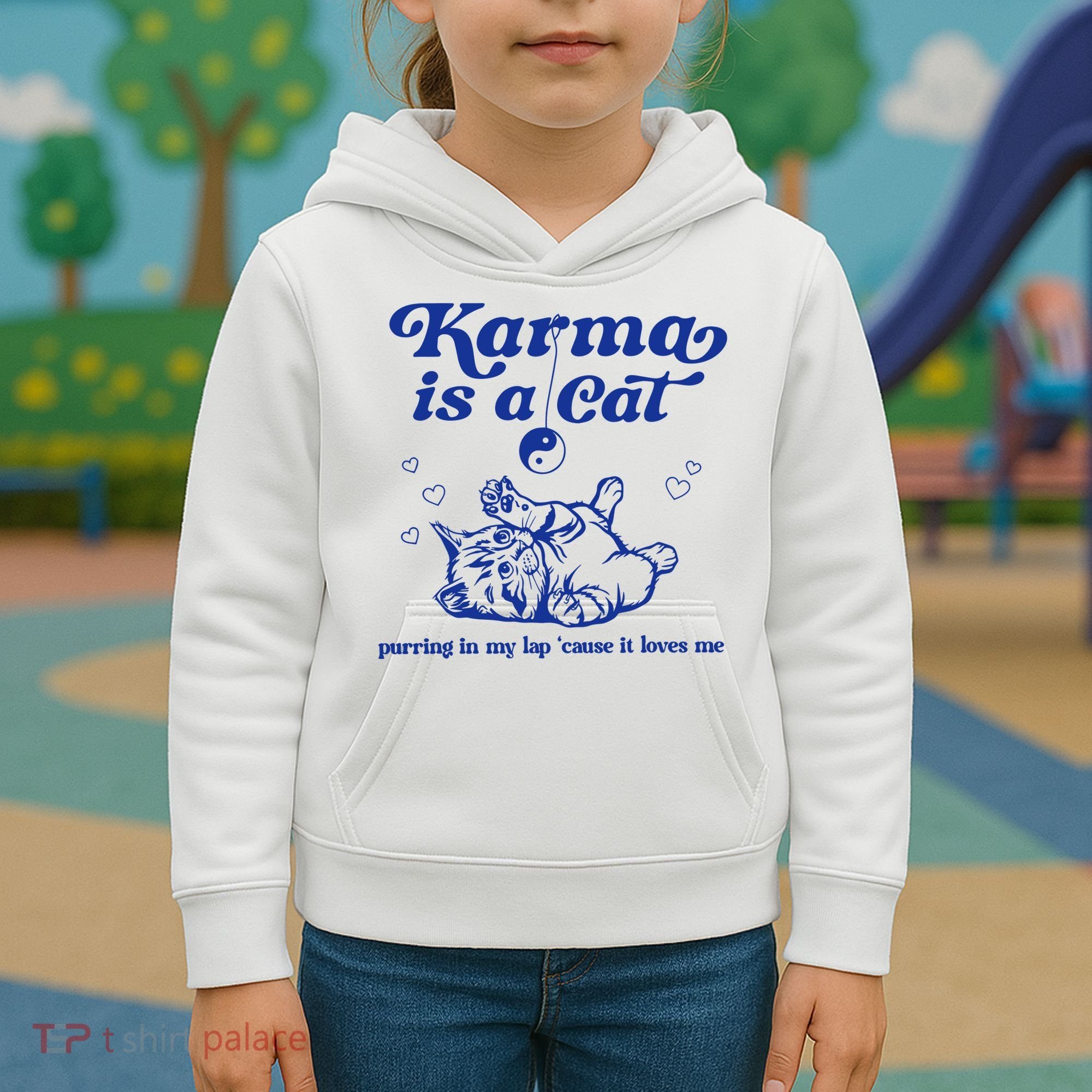 Karma Is A Cat Purring In My Lap Kids Hoodie