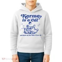 Karma Is A Cat Purring In My Lap Kids Hoodie thumb 4