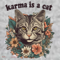 Karma Is A Cat Retro Floral Long Sleeve Shirt thumb 2