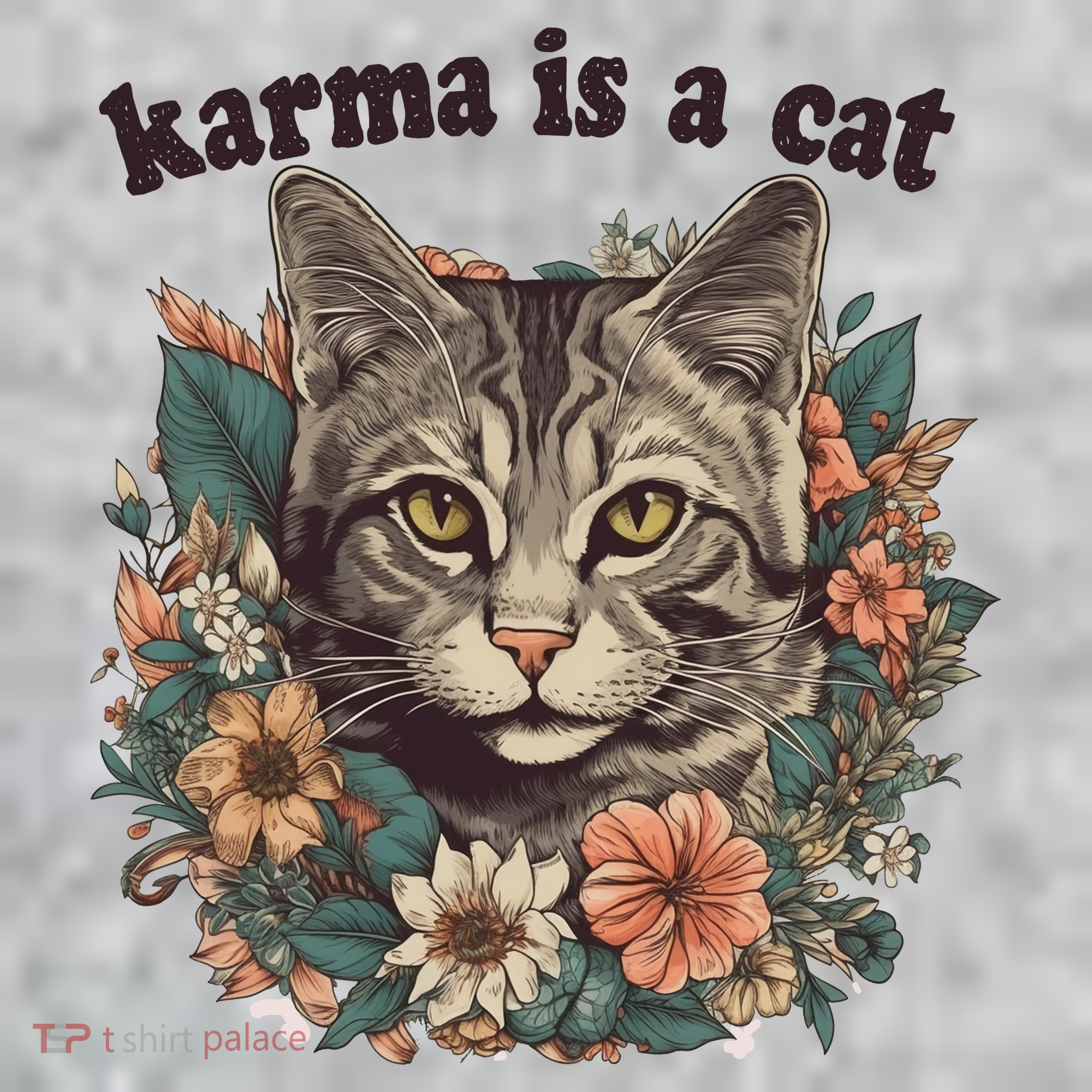Karma Is A Cat Retro Floral Sweatshirt