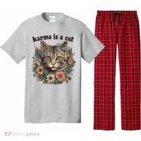 Karma Is A Cat Retro Floral Pajama Set thumb 0