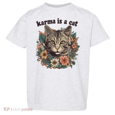 Karma Is A Cat Retro Floral Toddler T-Shirt