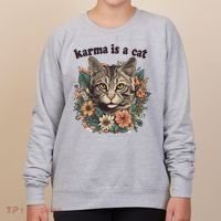 Karma Is A Cat Retro Floral Women's Sweatshirt thumb 0