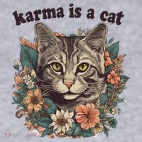 Karma Is A Cat Retro Floral Women's Sweatshirt thumb 2