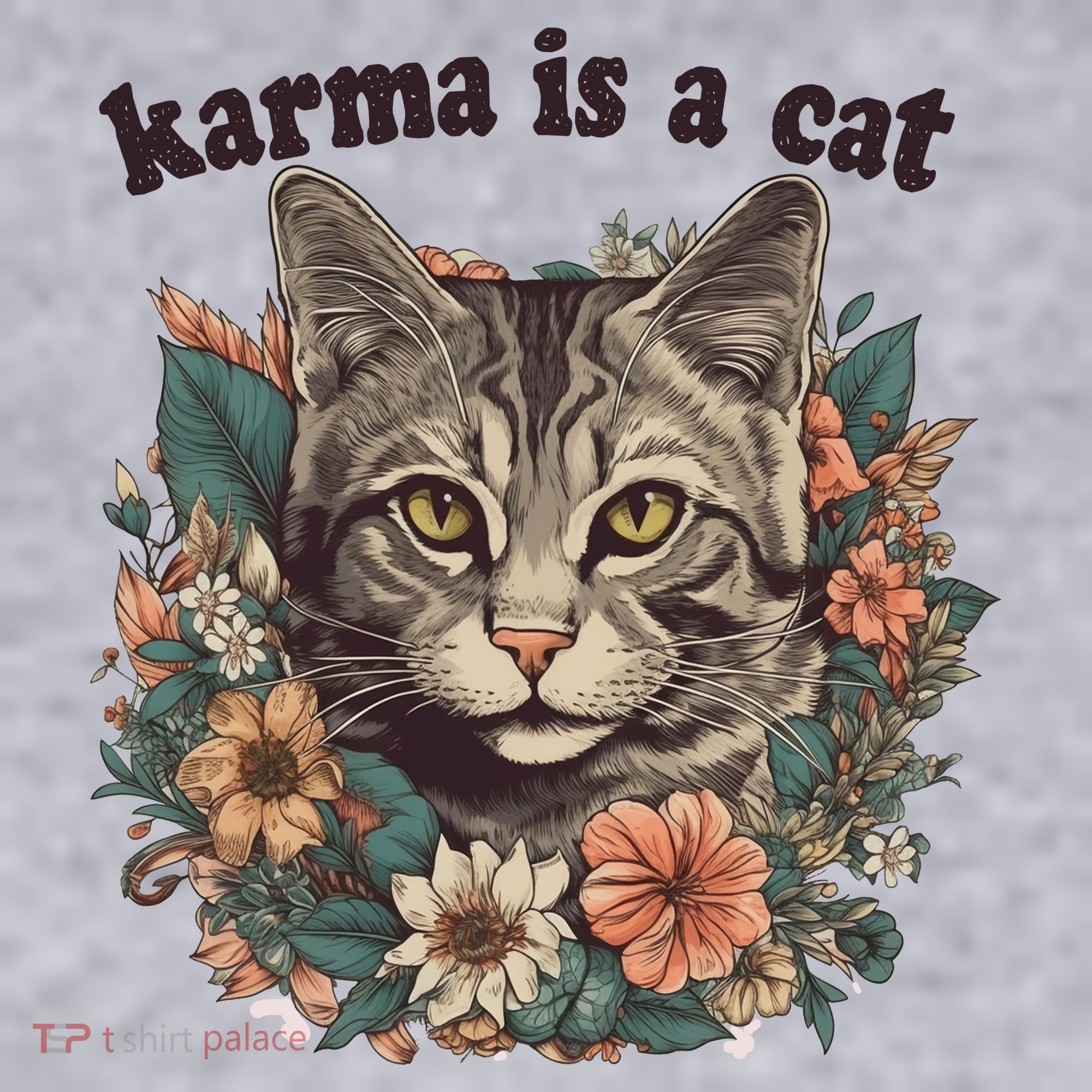 Karma Is A Cat Retro Floral Women's Sweatshirt