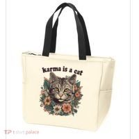 Karma Is A Cat Retro Floral Tote Bag thumb 3
