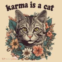 Karma Is A Cat Retro Floral Tote Bag thumb 4