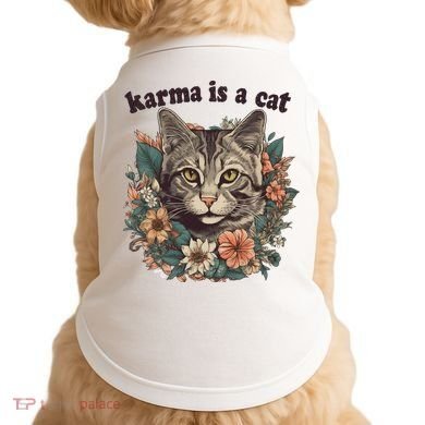Karma Is A Cat Retro Floral Doggie Tank