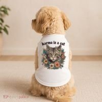 Karma Is A Cat Retro Floral Doggie Tank thumb 2
