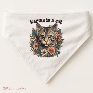 Karma Is A Cat Retro Floral USA-Made Doggie Bandana