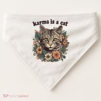 Karma Is A Cat Retro Floral USA-Made Doggie Bandana thumb 0
