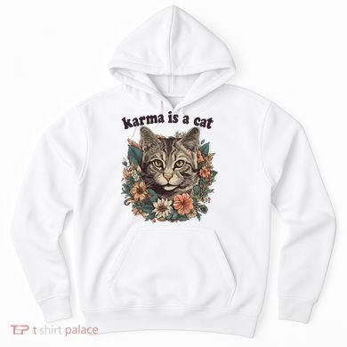 Karma Is A Cat Retro Floral Hoodie