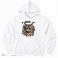 Karma Is A Cat Retro Floral Hoodie thumb 0