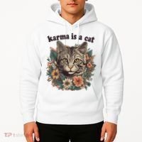 Karma Is A Cat Retro Floral Hoodie thumb 2