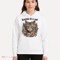 Karma Is A Cat Retro Floral Hoodie thumb 5