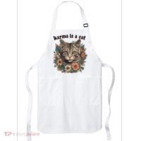 Karma Is A Cat Retro Floral Apron thumb 0
