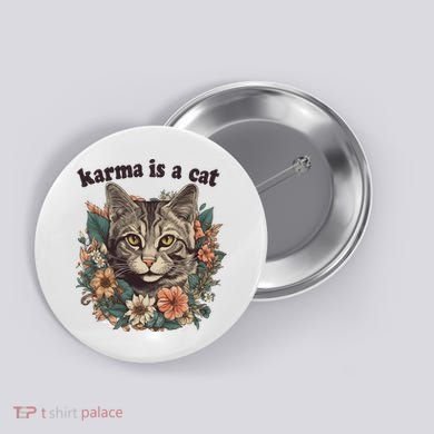 Karma Is A Cat Retro Floral Button