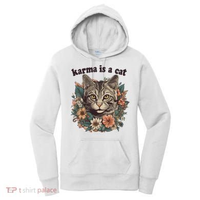 Karma Is A Cat Retro Floral Women's Hoodie