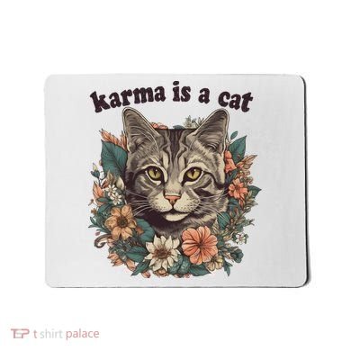 Karma Is A Cat Retro Floral Mousepad