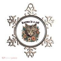 Karma Is A Cat Retro Floral Ornament thumb 0