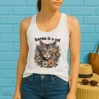 Karma Is A Cat Retro Floral Women's Tank Top thumb 2