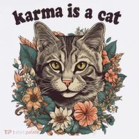 Karma Is A Cat Retro Floral Baby Bodysuit thumb 2