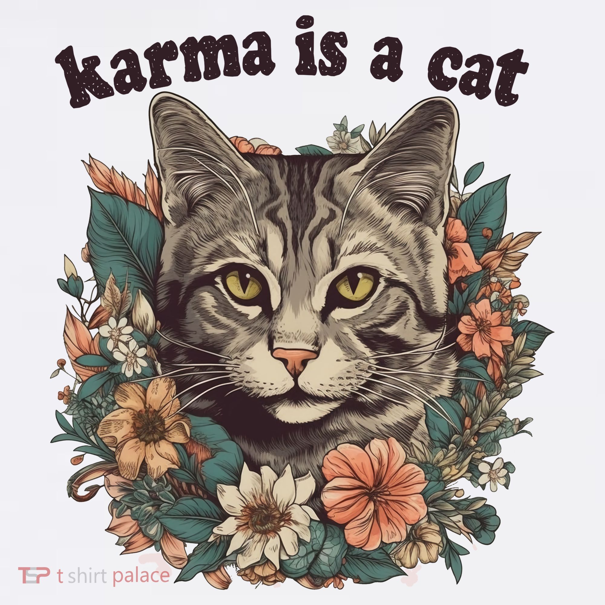 Karma Is A Cat Retro Floral Baby Bodysuit