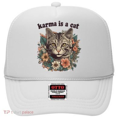 Karma Is A Cat Retro Floral Hat