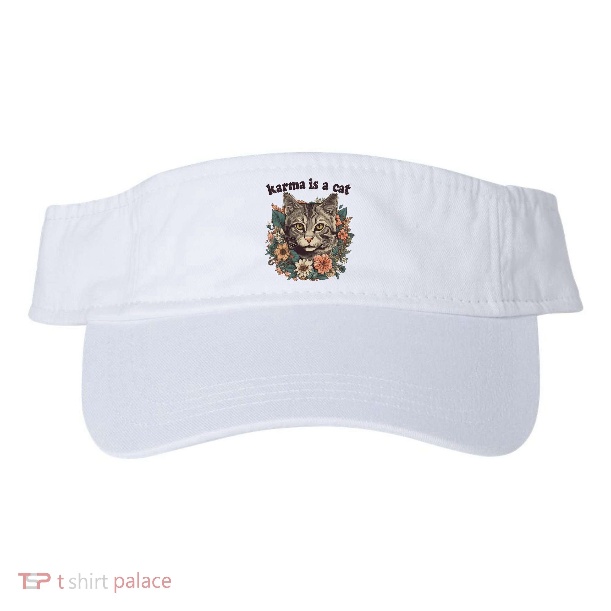 Karma Is A Cat Retro Floral Visor
