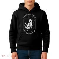 Karma Is A Cat Purring In My Lap Kids Hoodie thumb 4