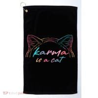 Karma Is A Cat Golf Towel thumb 0
