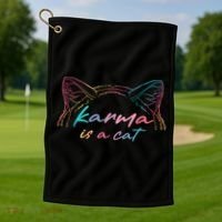 Karma Is A Cat Golf Towel thumb 1