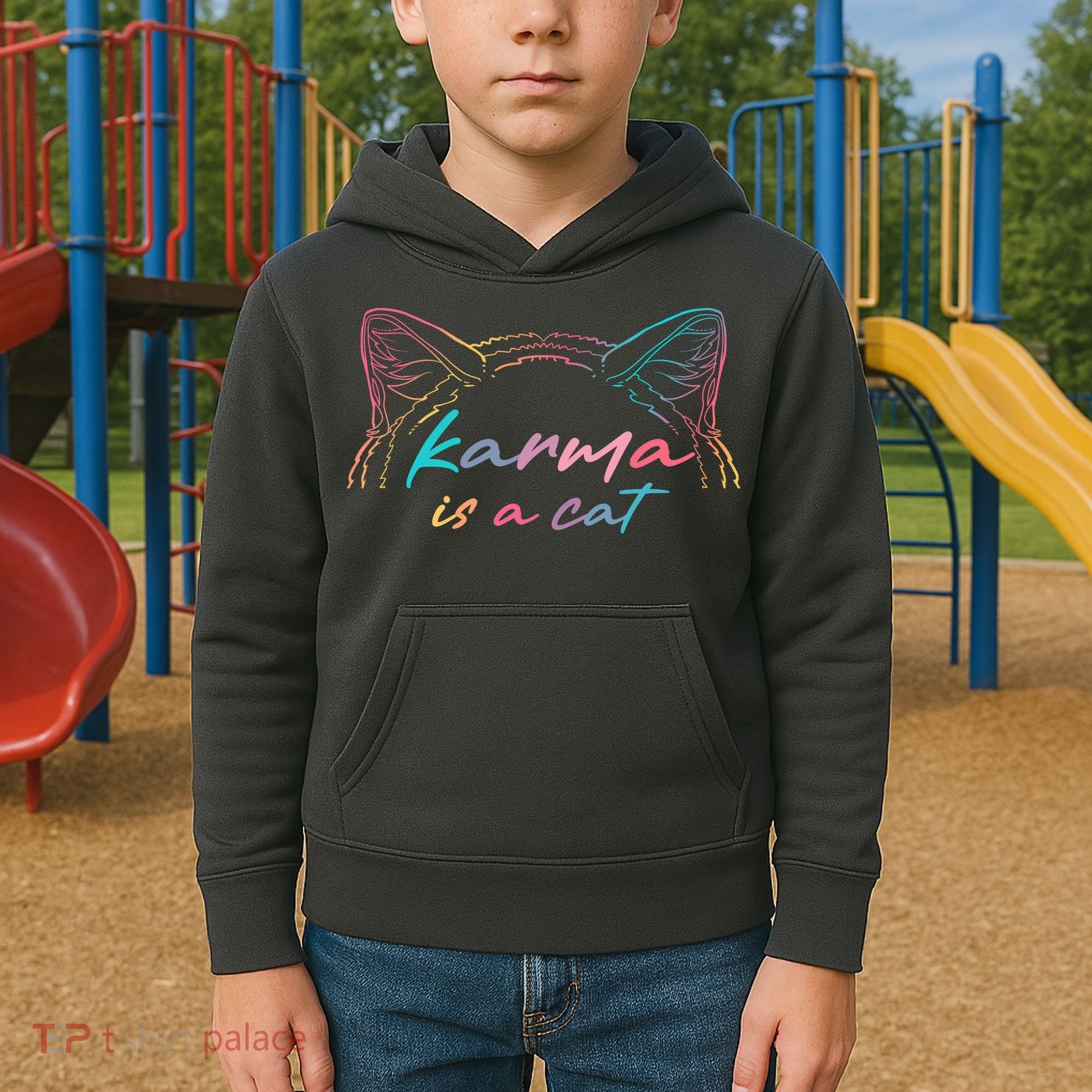 Karma Is A Cat Kids Hoodie