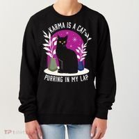 Karma Is A Cat Purring In My Lap Funny Cat Lovers Women's Sweatshirt thumb 0
