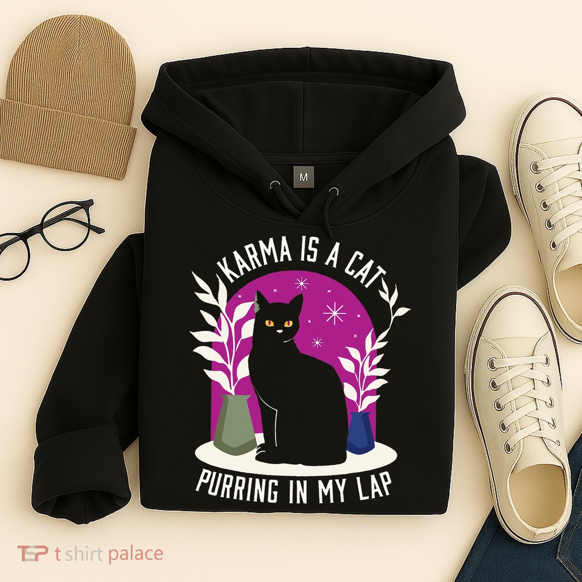 Karma Is A Cat Purring In My Lap Funny Cat Lovers Hoodie