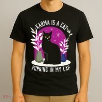 Karma Is A Cat Purring In My Lap Funny Cat Lovers T-Shirt thumb 3