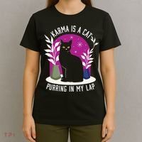 Karma Is A Cat Purring In My Lap Funny Cat Lovers T-Shirt thumb 4