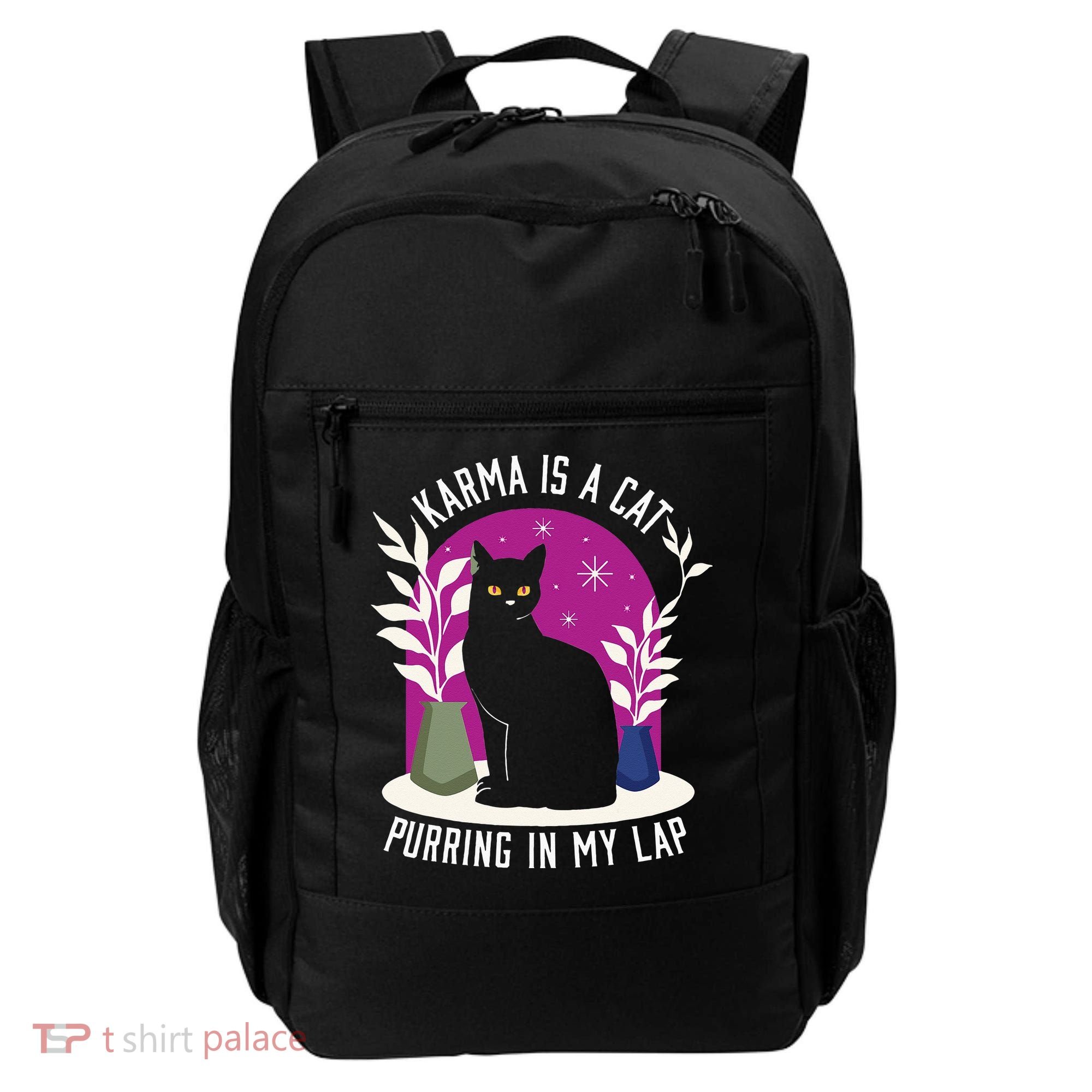 Karma Is A Cat Purring In My Lap Funny Cat Lovers Backpack