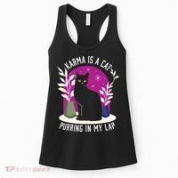 Karma Is A Cat Purring In My Lap Funny Cat Lovers Women's Tank Top thumb 0
