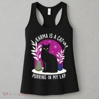 Karma Is A Cat Purring In My Lap Funny Cat Lovers Women's Tank Top thumb 3
