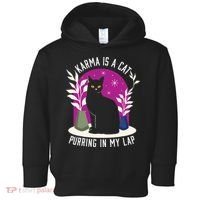 Karma Is A Cat Purring In My Lap Funny Cat Lovers Toddler Hoodie thumb 0