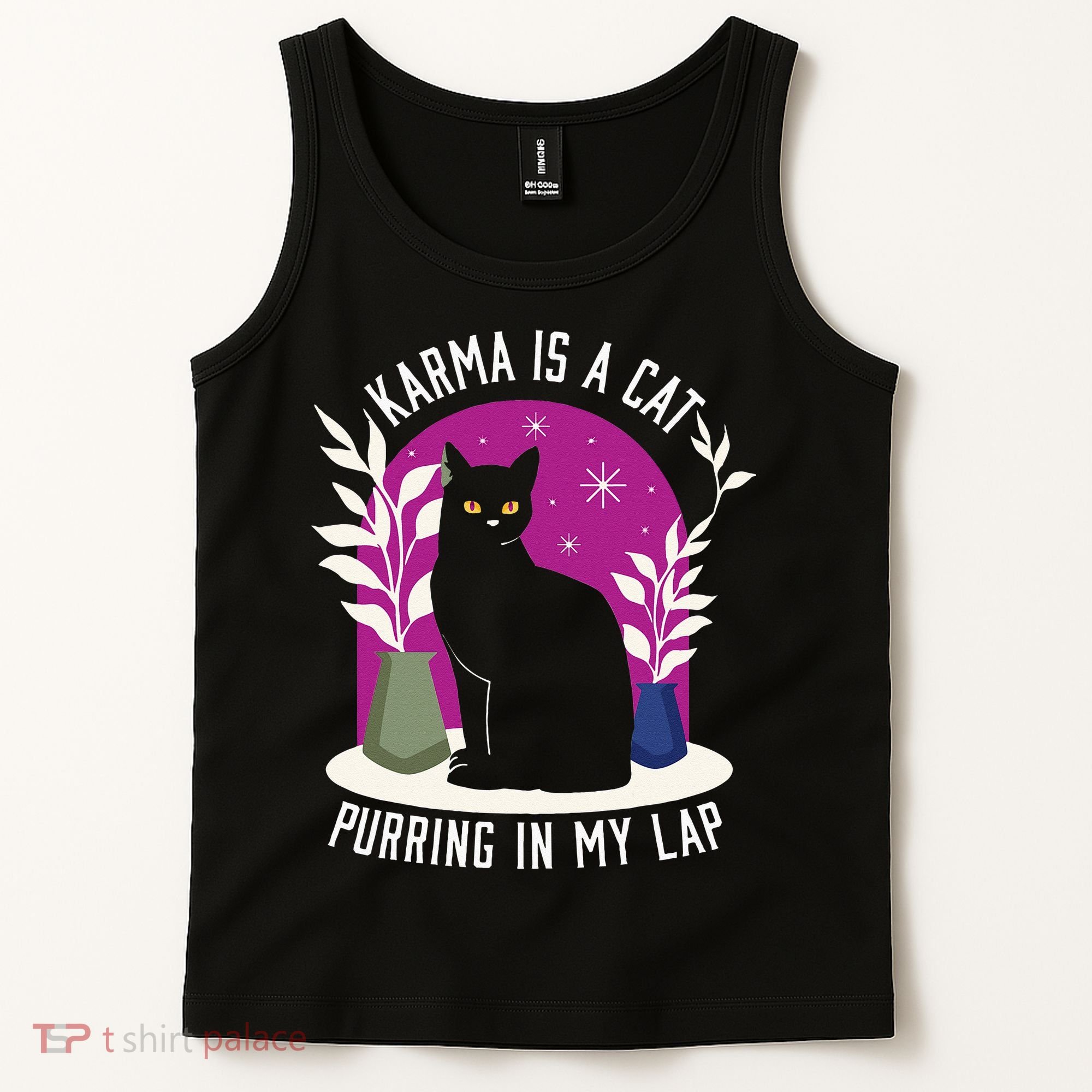 Karma Is A Cat Purring In My Lap Funny Cat Lovers Tank Top