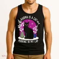 Karma Is A Cat Purring In My Lap Funny Cat Lovers Tank Top thumb 3