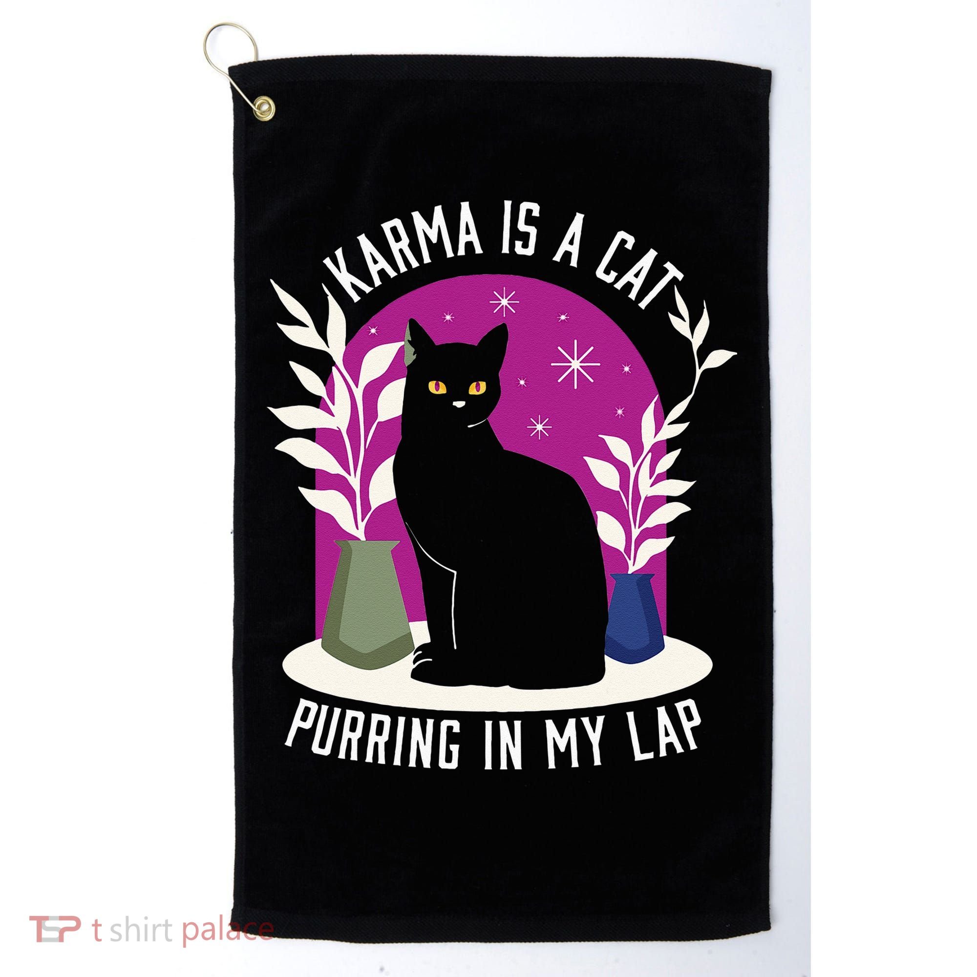 Karma Is A Cat Purring In My Lap Funny Cat Lovers Golf Towel