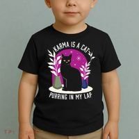 Karma Is A Cat Purring In My Lap Funny Cat Lovers Toddler T-Shirt thumb 2