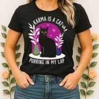 Karma Is A Cat Purring In My Lap Funny Cat Lovers Women's T-Shirt thumb 2