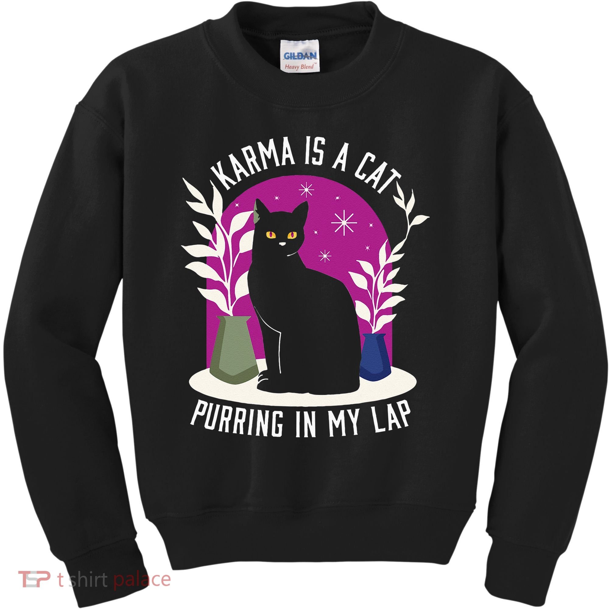 Karma Is A Cat Purring In My Lap Funny Cat Lovers Kids Sweatshirt