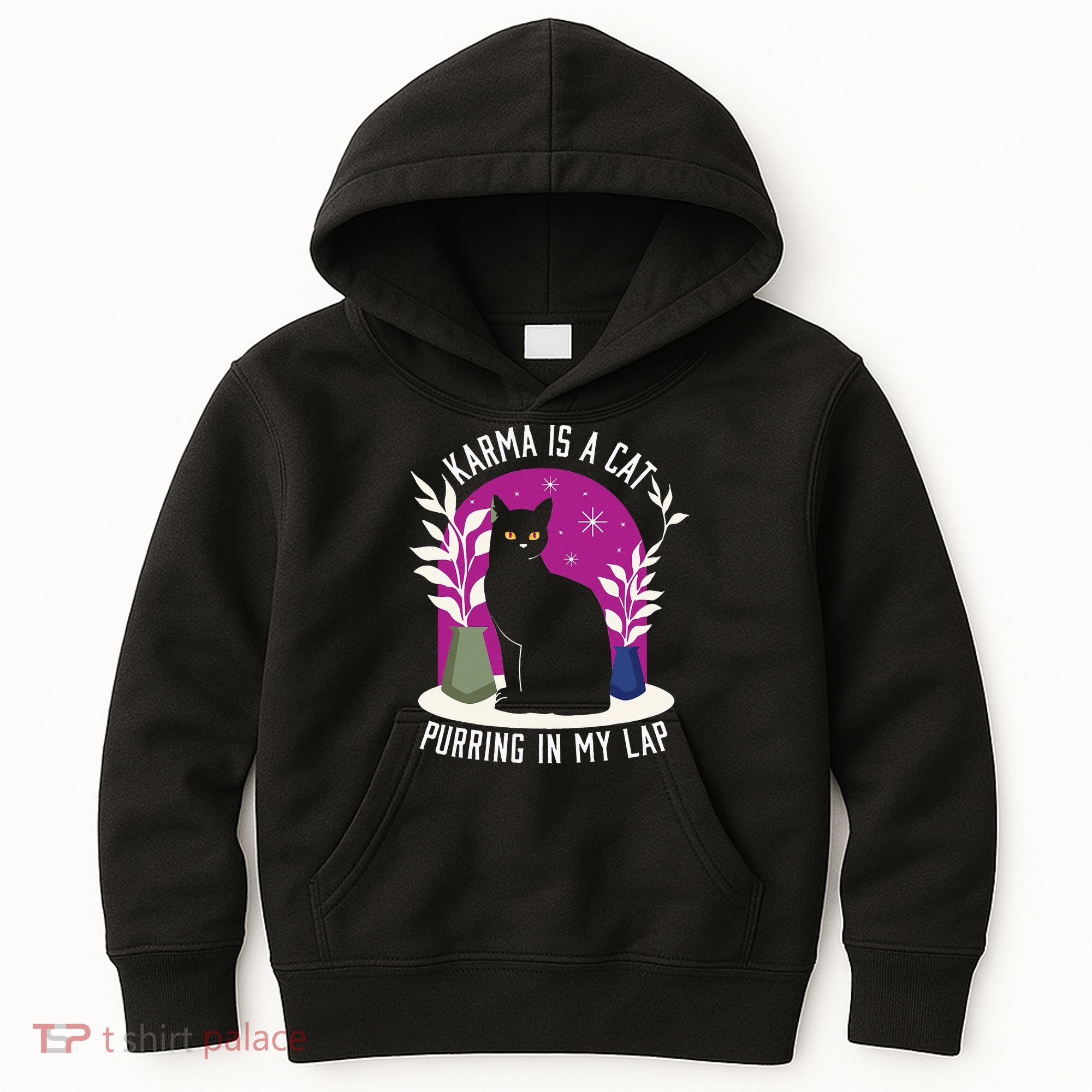 Karma Is A Cat Purring In My Lap Funny Cat Lovers Kids Hoodie